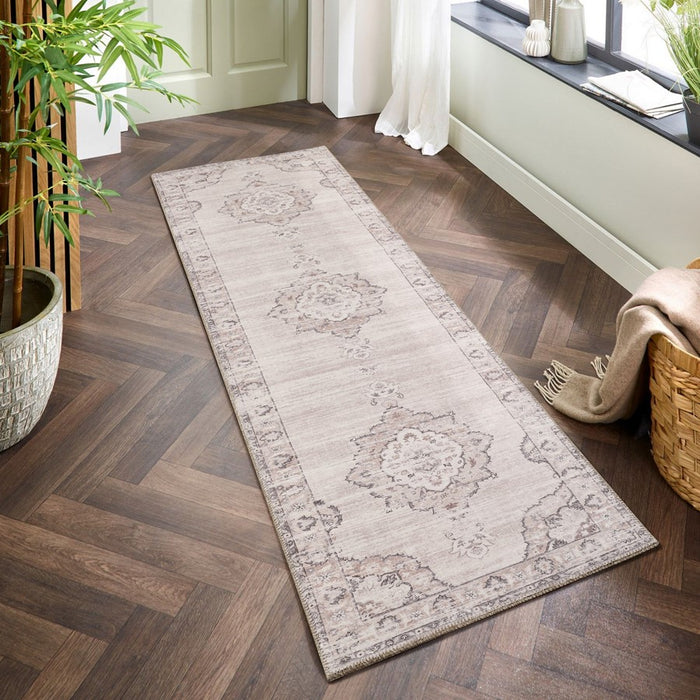 Haus Appeal Legend 2'7" x 9'10" Runner | Traditional Oriental Medallion Beige Polyester | Hallway & Entryway High-Traffic Area Rug | Model HA-RYL10063-10