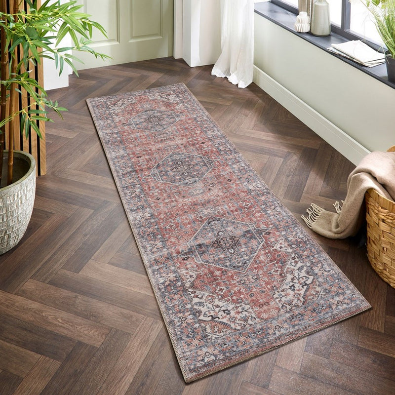 Haus Appeal Legend 2'7" x 9'10" Runner | Traditional Oriental Medallion Rose Polyester | High Traffic Entryway & Hallway | 118 x 31 | Model HA-RYL10093-10
