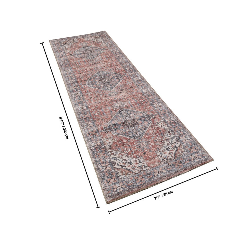 Haus Appeal Legend 2'7" x 9'10" Runner | Traditional Oriental Medallion Rose Polyester | High Traffic Entryway & Hallway | 118 x 31 | Model HA-RYL10093-10