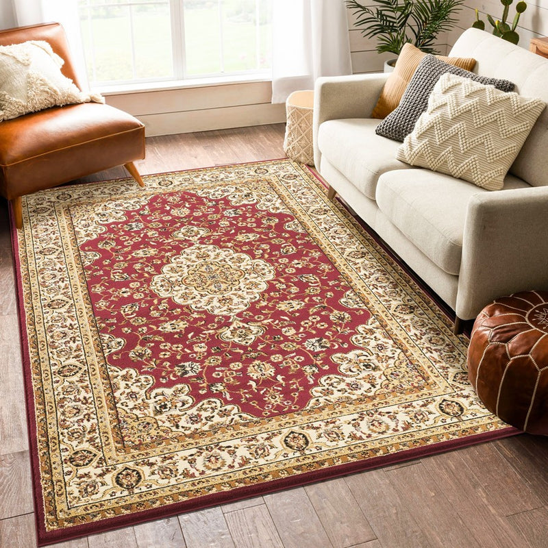 Haus Appeal Palace 7'10" x 10'3" Area Rug, Red Cream