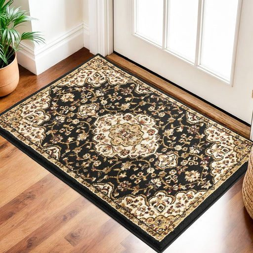 Haus Appeal Palace Medallion 2' x 3' Area Rug, Black