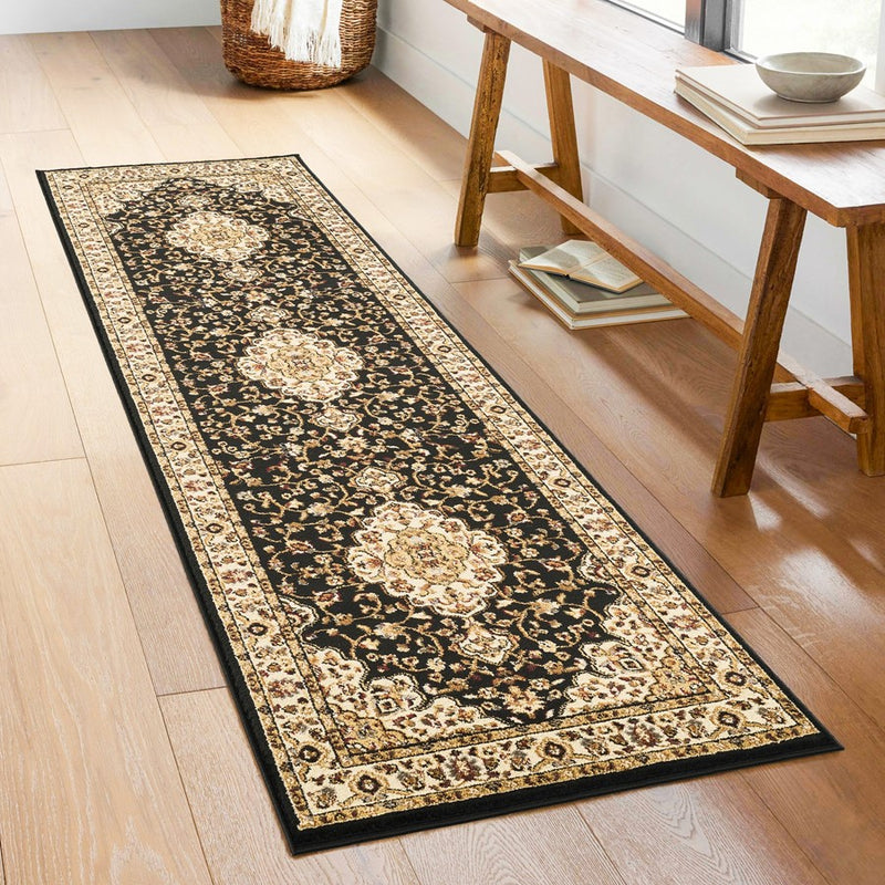 Haus Appeal Palace Medallion 2'7'' x 7'3'' Area Rug, Black