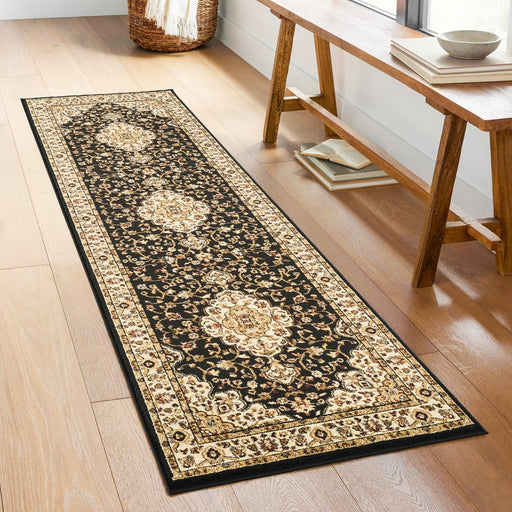 Haus Appeal Palace Medallion 2'7'' x 7'3'' Area Rug, Black