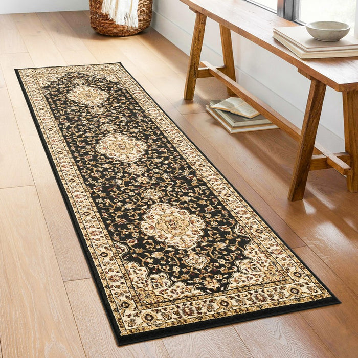 Haus Appeal Palace Medallion 2'7'' x 7'3'' Area Rug, Black