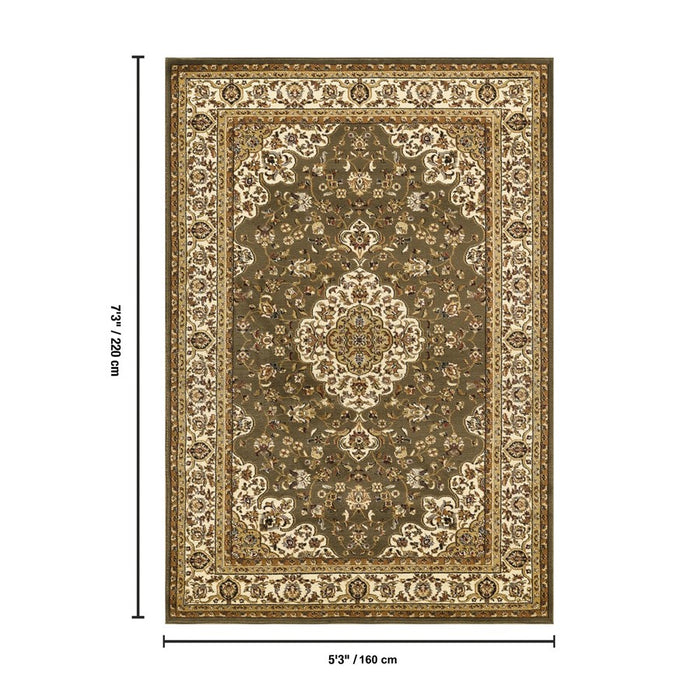 Haus Appeal Palace 5'3'' x 7'3'' Area Rug, Green Medallion
