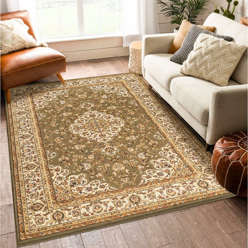 Haus Appeal Palace 7'10" x 10'3" Area Rug, Green Cream
