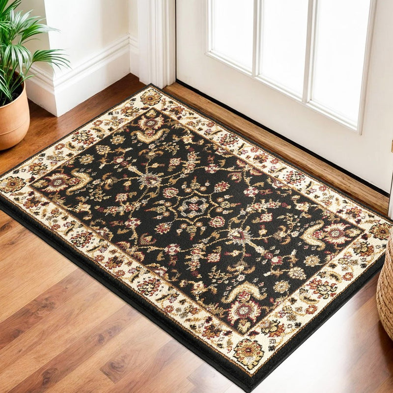 Haus Appeal Palace 2x3 Traditional Area Rug | Black Polypropylene with Multi-Color Pattern | Living Room & Entryway Accent | 24 x 36 | Model HA-VIN50072-3