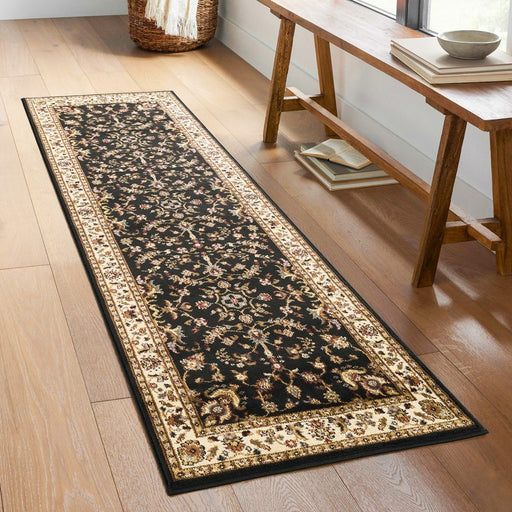 Haus Appeal Palace Patterned 2'7'' x 7'3'' Area Rug, Black