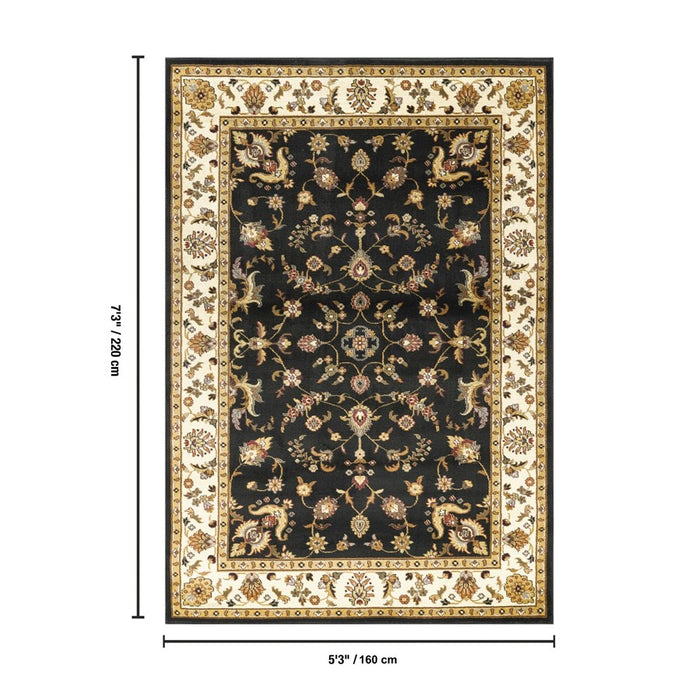 Haus Appeal Palace 5'3'' x 7'3'' Area Rug, Black Patterned