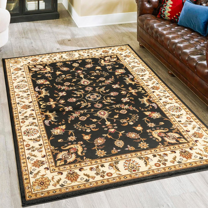 Haus Appeal Palace 7'10" x 10'3" Area Rug, Black Patterned