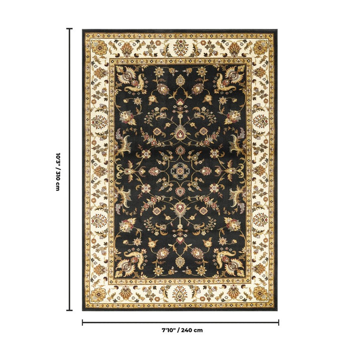 Haus Appeal Palace 7'10" x 10'3" Area Rug, Black Patterned