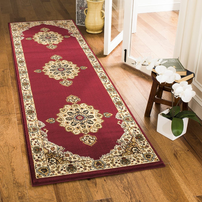 Haus Appeal Palace 2'7'' x 7'3'' Area Rug, Red Traditional
