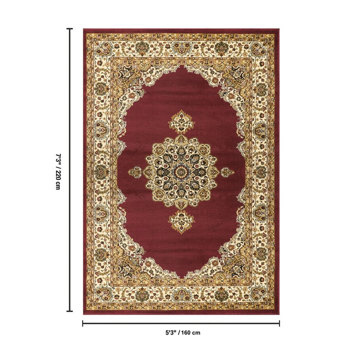 Haus Appeal Palace 5'3'' x 7'3'' Area Rug, Red Cream
