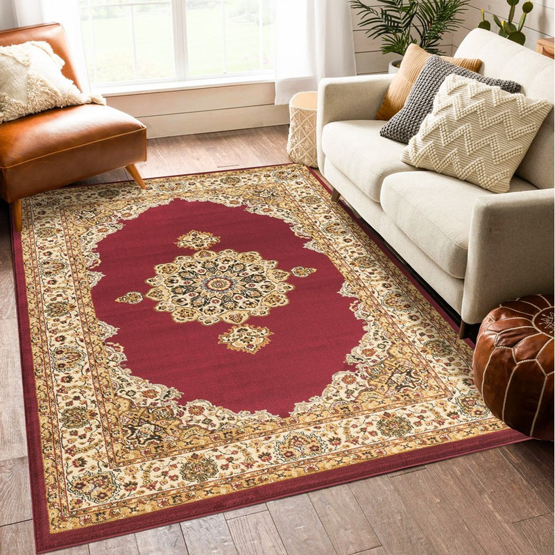 Haus Appeal Palace 7'10" x 10'3" Area Rug, Red Traditional
