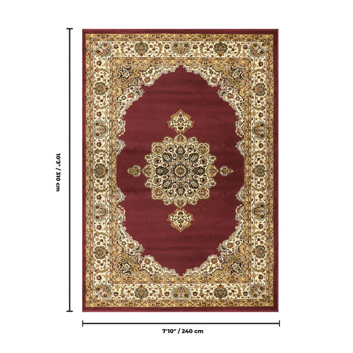 Haus Appeal Palace 7'10" x 10'3" Area Rug, Red Traditional
