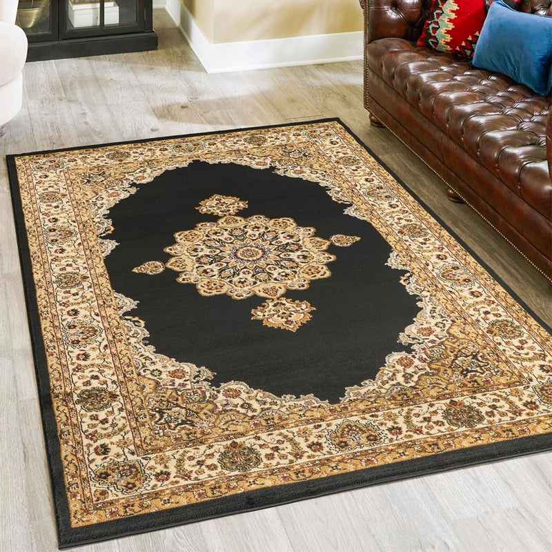 Haus Appeal Palace 7'10" x 10'3" Area Rug, Black Cream