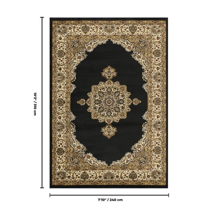 Haus Appeal Palace 7'10" x 10'3" Area Rug, Black Cream