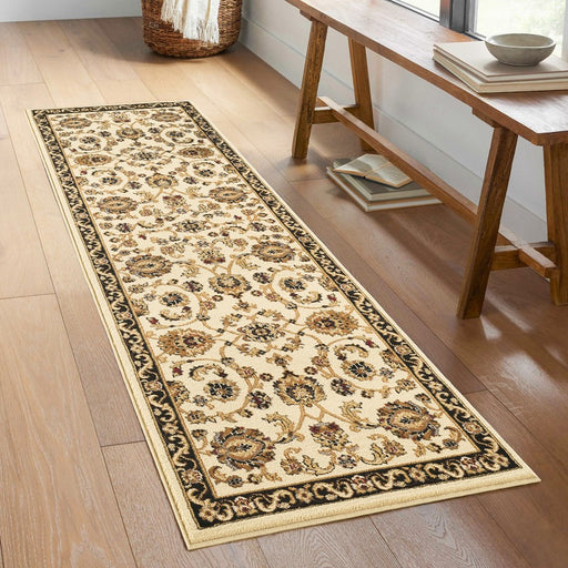 Haus Appeal Palace 2'7'' x 7'3'' Area Rug, Cream Black