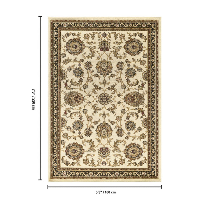 Haus Appeal Palace 5'3'' x 7'3'' Area Rug, Cream Black