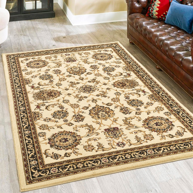 Haus Appeal Palace 7'10" x 10'3" Area Rug, Cream Black