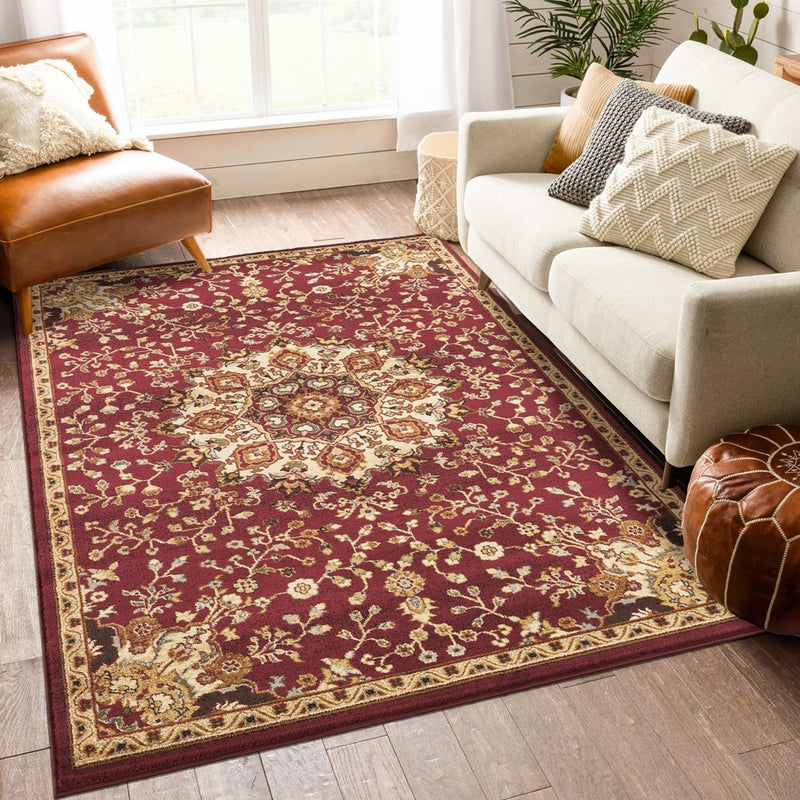 Haus Appeal Palace Traditional 7'10" x 10'3" Area Rug, Red