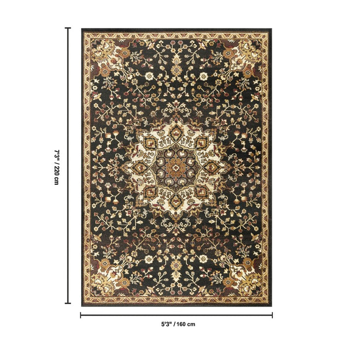Haus Appeal Palace 5'3'' x 7'3'' Area Rug, Black