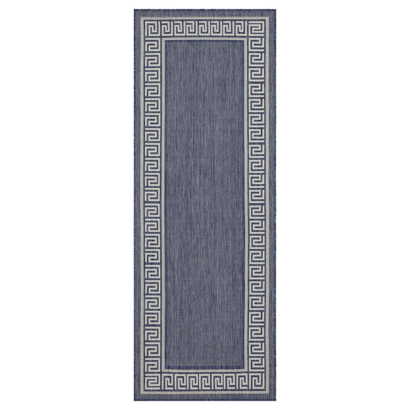 Conrad Home Harmony 7'10''x10'3'' Rug, Blue/White Border/Greek Key