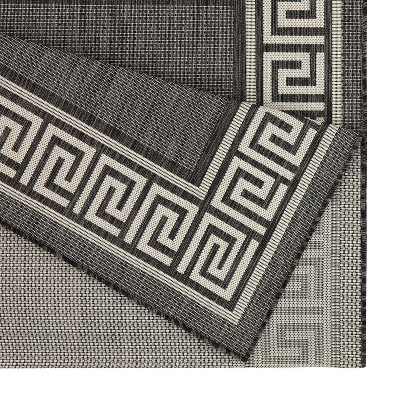 Conrad Home Harmony 2'7''x7'3'' Runner, Anthracite/White/Greek Key