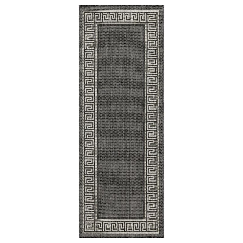 Conrad Home Harmony 2'7''x7'3'' Runner, Anthracite/White/Greek Key