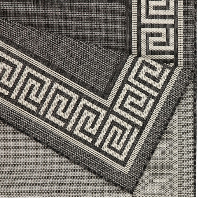 Conrad Home Harmony 5'3''x7'3'' Rug, Anthracite/White/Greek Key