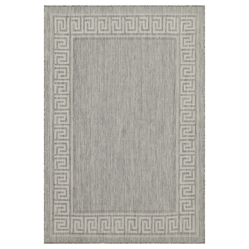 Conrad Home Harmony 2'7''x7'3'' Runner, Silver/White/Greek Key