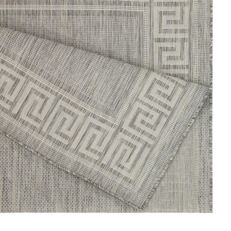 Conrad Home Harmony 2'7''x7'3'' Runner, Silver/White/Greek Key