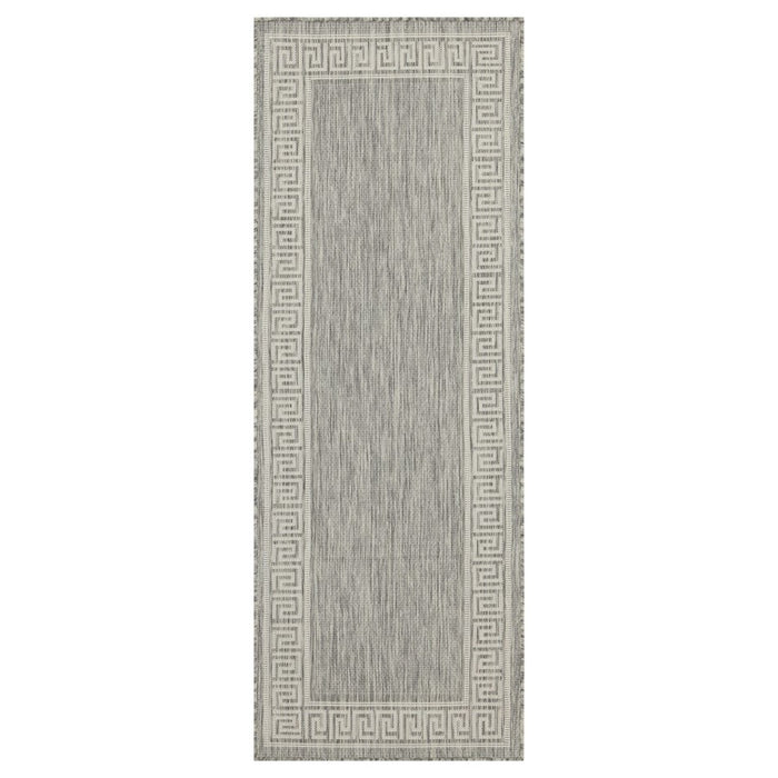 Conrad Home Harmony 2'7''x7'3'' Runner, Silver/White/Greek Key