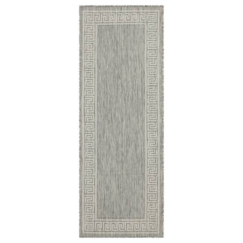 Conrad Home Harmony 5'3''x7'3'' Rug, Silver/White Border/Greek Key