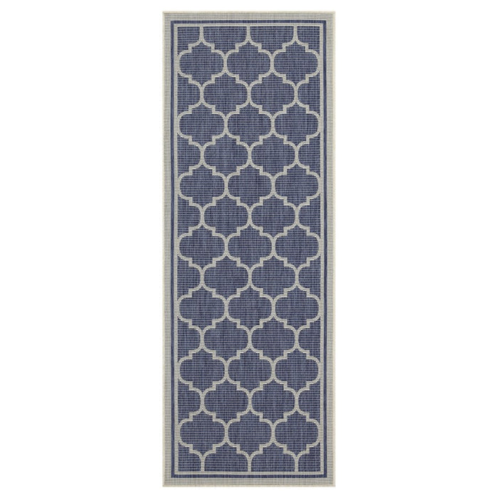 Conrad Home Harmony 2'7''x7'3'' Runner, Blue/White Trellis