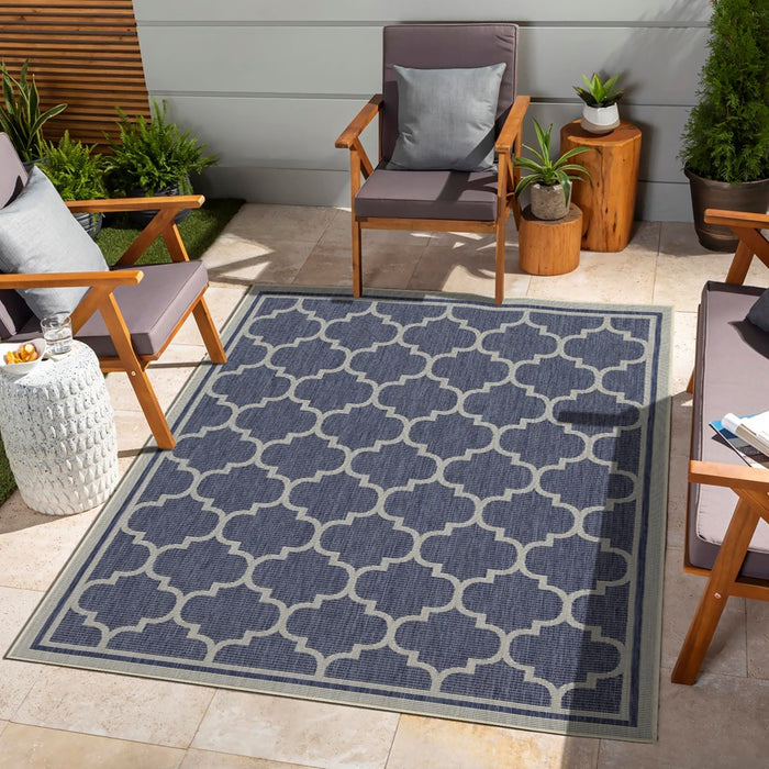 Conrad Home Harmony 2'7''x7'3'' Runner, Blue/White Trellis