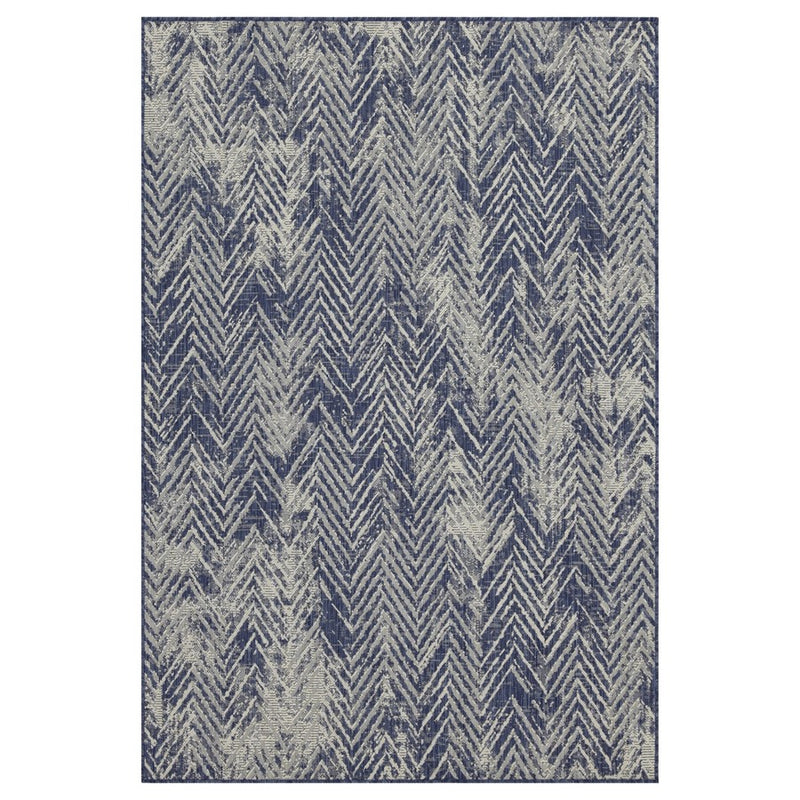 Conrad Home Harmony 2'7''x7'3'' Runner, Blue/White Chev/HB/Abstract