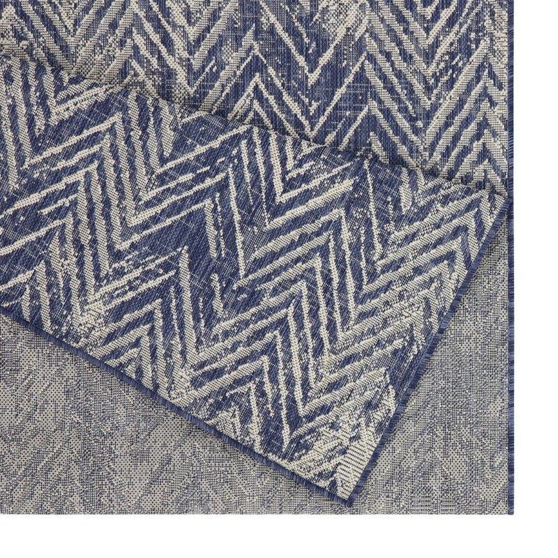 Conrad Home Harmony 2'7''x7'3'' Runner, Blue/White Chev/HB/Abstract