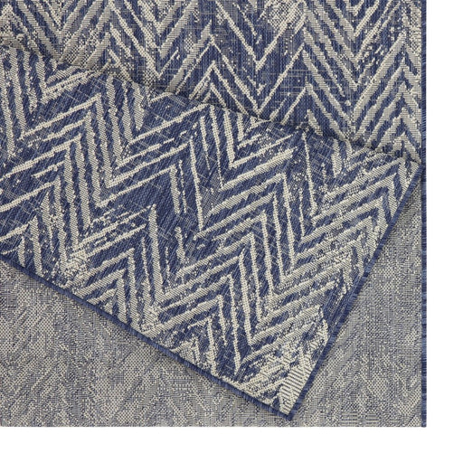 Conrad Home Harmony 2'7''x7'3'' Runner, Blue/White Chev/HB/Abstract