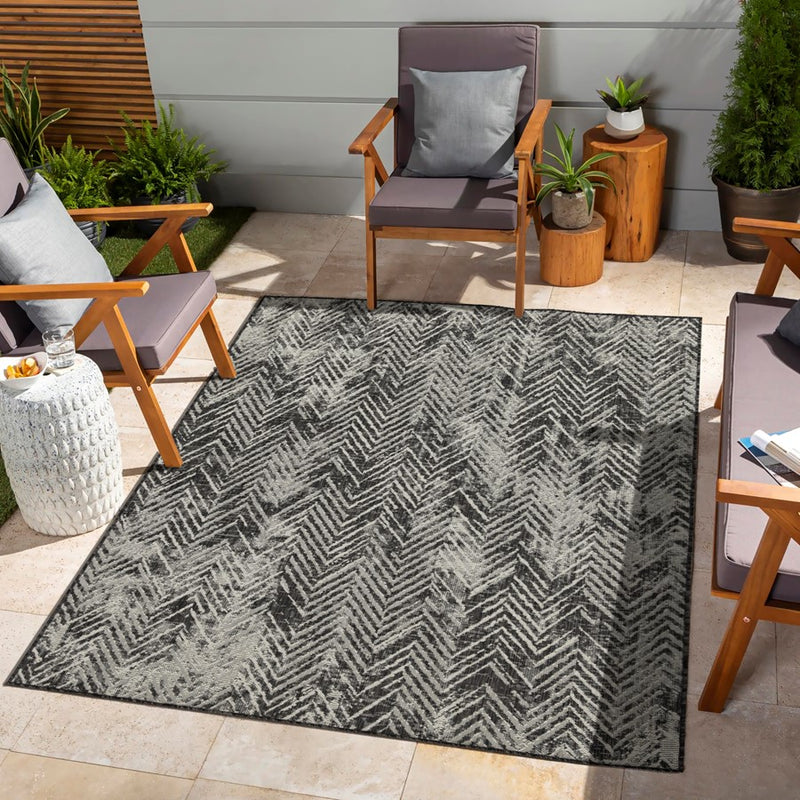 Conrad Home Harmony 7'10x10'3 Rug, Anthra/White Chev/HB/Abstract