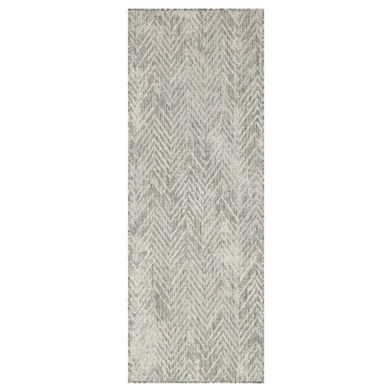 Conrad Home Harmony 2'7x7'3 Runner, Silver/White Chev/HB/Abstract