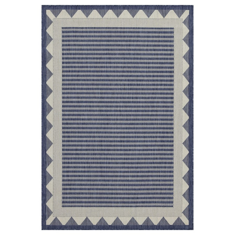 Conrad Home Harmony 2'7''x7'3'' Runner, Blue/White/Stripes/Geo