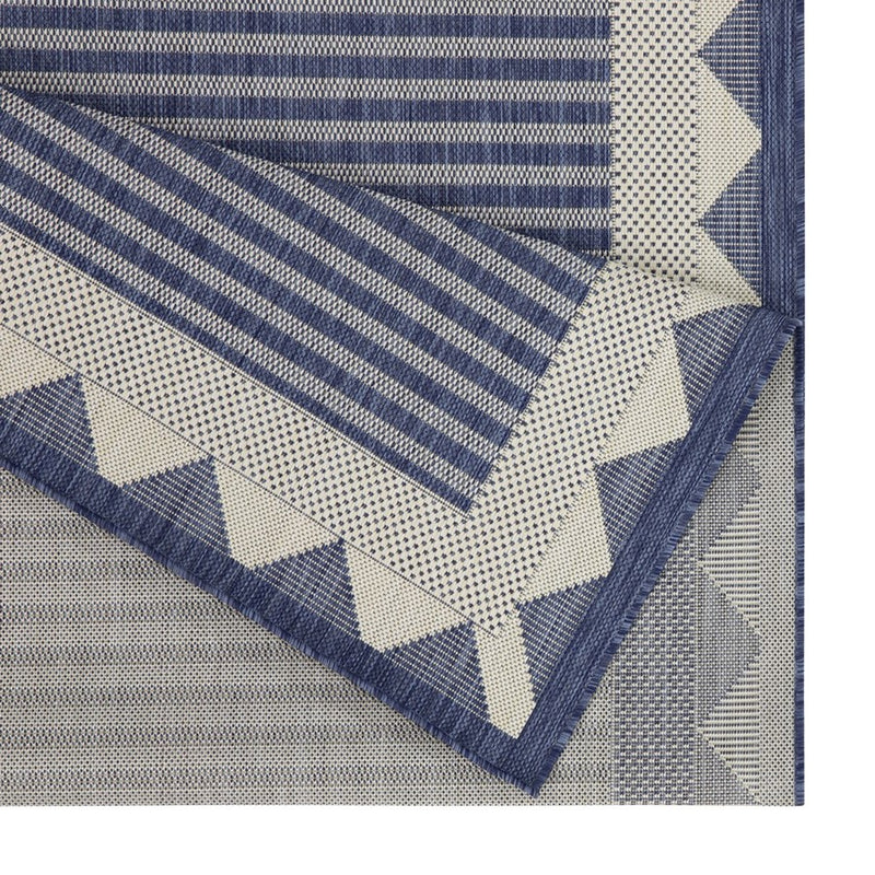 Conrad Home Harmony 2'7''x7'3'' Runner, Blue/White/Stripes/Geo