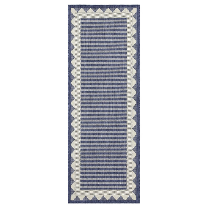 Conrad Home Harmony 2'7''x7'3'' Runner, Blue/White/Stripes/Geo