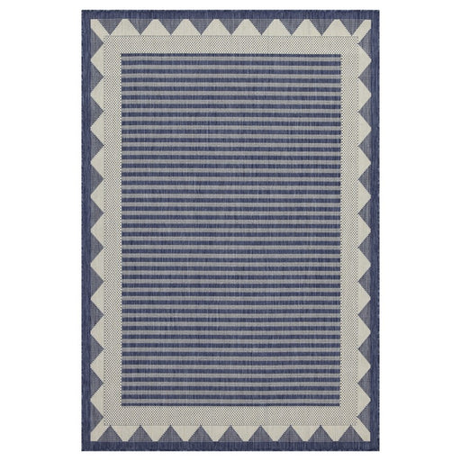 Conrad Home Harmony 5'3''x7'3'' Rug, Blue/White Border/Stripes/Geo - HAR20135-7