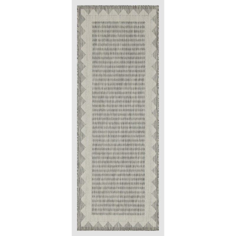 Conrad Home Harmony 2'7''x7'3'' Runner, Silver/White/Stripes/Geo