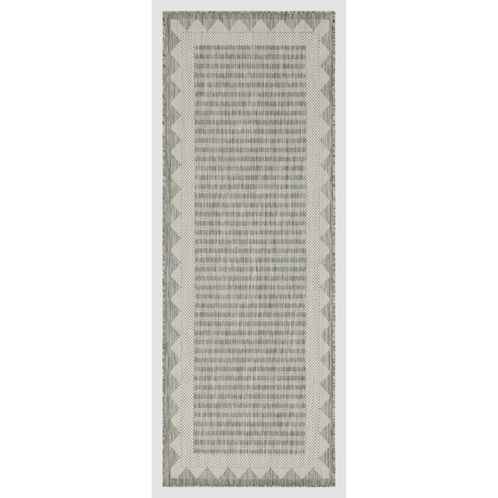 Conrad Home Harmony 2'7''x7'3'' Runner, Silver/White/Stripes/Geo