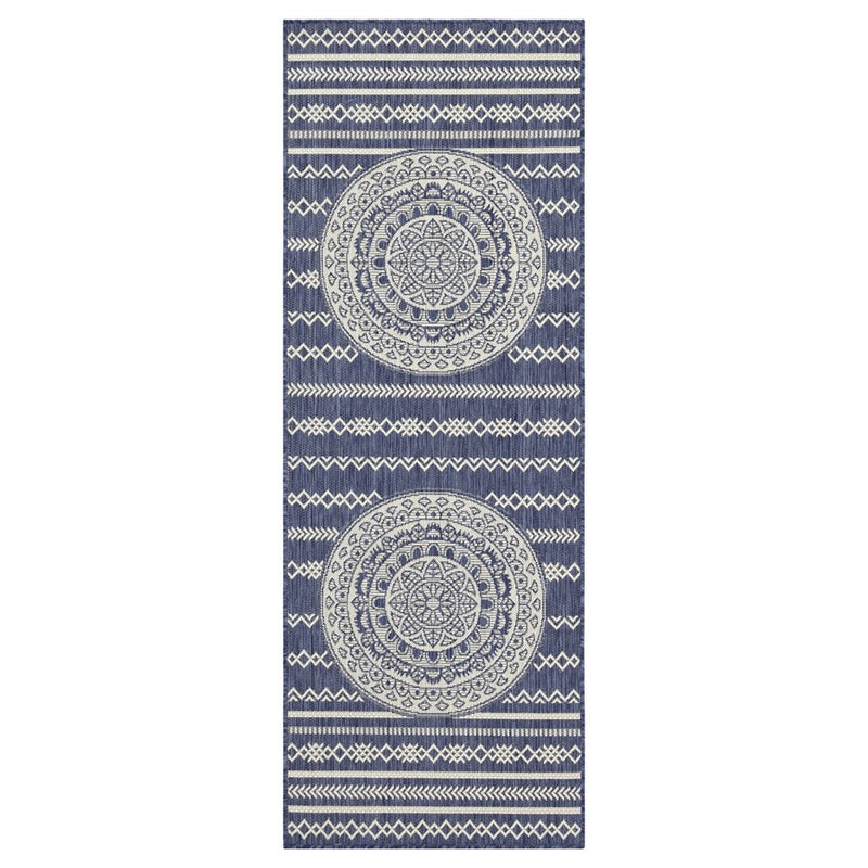 Conrad Home Harmony 2'7''x7'3'' Runner, Blue/Medallion/Stripes