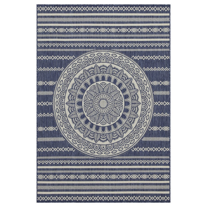 Conrad Home Harmony 5'3''x7'3'' Rug, Blue/White Medallion/Stripes - HAR20165-7