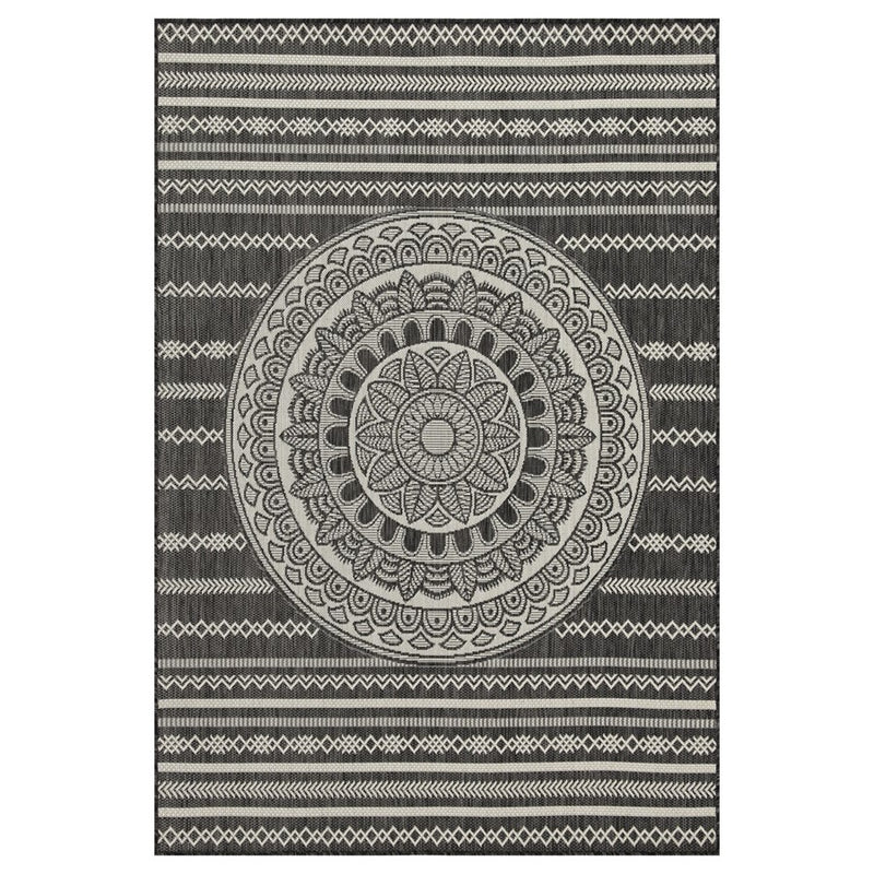Conrad Home Harmony 5'3''x7'3'' Rug, Anthra/White Medallion/Stripes